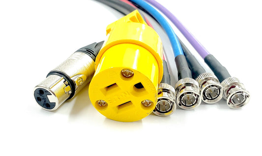 4 Channel BNC HD-SDI RG6 Belden 1694A, XLR Line Level und AC Power - Snake Cable