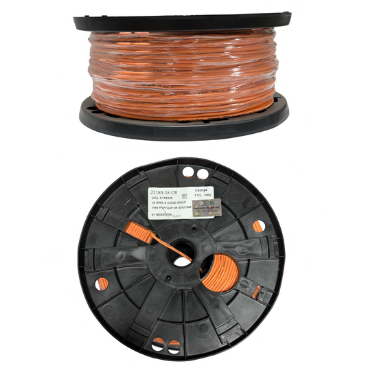 18 AWG 2 Leiter Stranded Shielded Orange Kabel 1000ft Spool