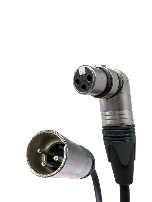 XLR Audiokabel mit weiblichem Rechtswinkel zu männlichem geraden Neutrik Connector