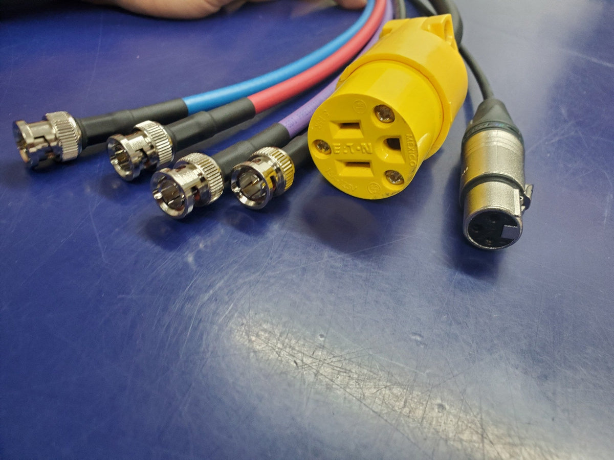 4 Channel BNC HD-SDI RG6 Belden 1694A, XLR Line Level und AC Power - Snake Cable