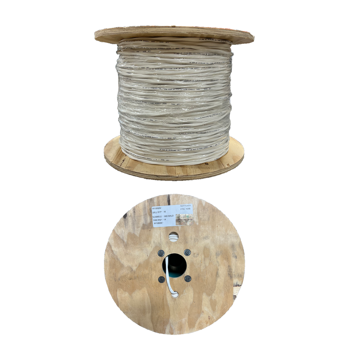 12 AWG 2 Conductor Plenum Abgeschirmt CL3P Sicherheitsalarmkabel 500ft und 1000ft Spulen