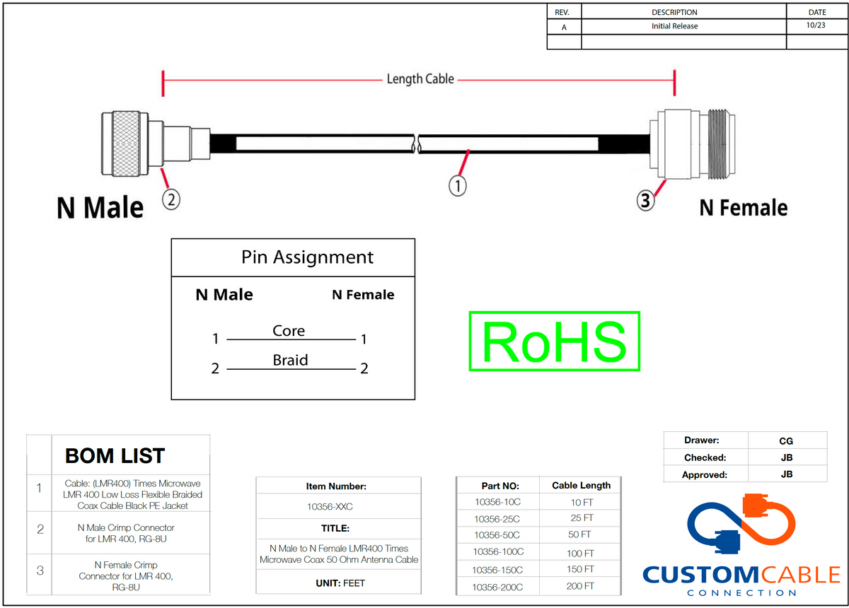 N Männlich zu N Weiblich Verlängerung - Mal Mikrowelle LMR-400 50 Ohm Kabel