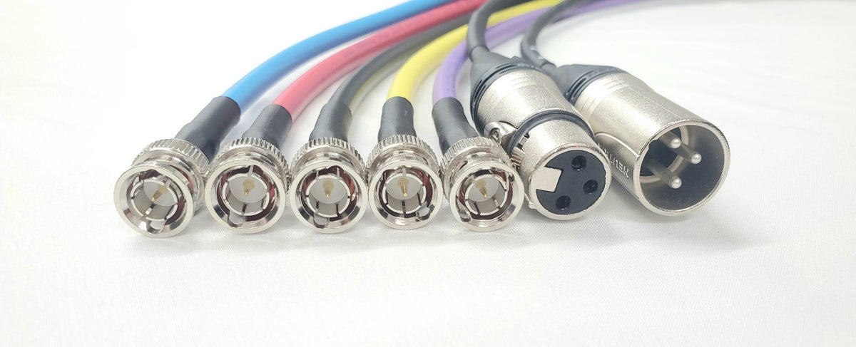 5 Channel BNC - 6G Bewerteter Belden 1694A - Zwei digitale AES / EBU XLR - Schlangenkabel