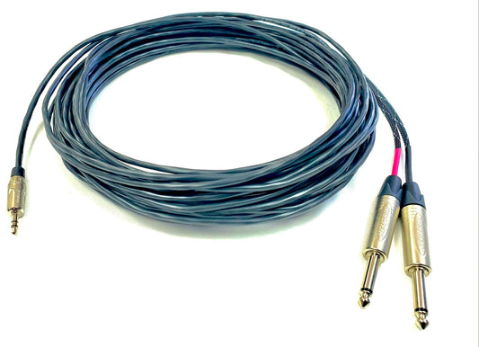 3,5mm Stereo zu Dual 1/4 Mono Y-Cable Male to Male Black - Plenum Installation Grade