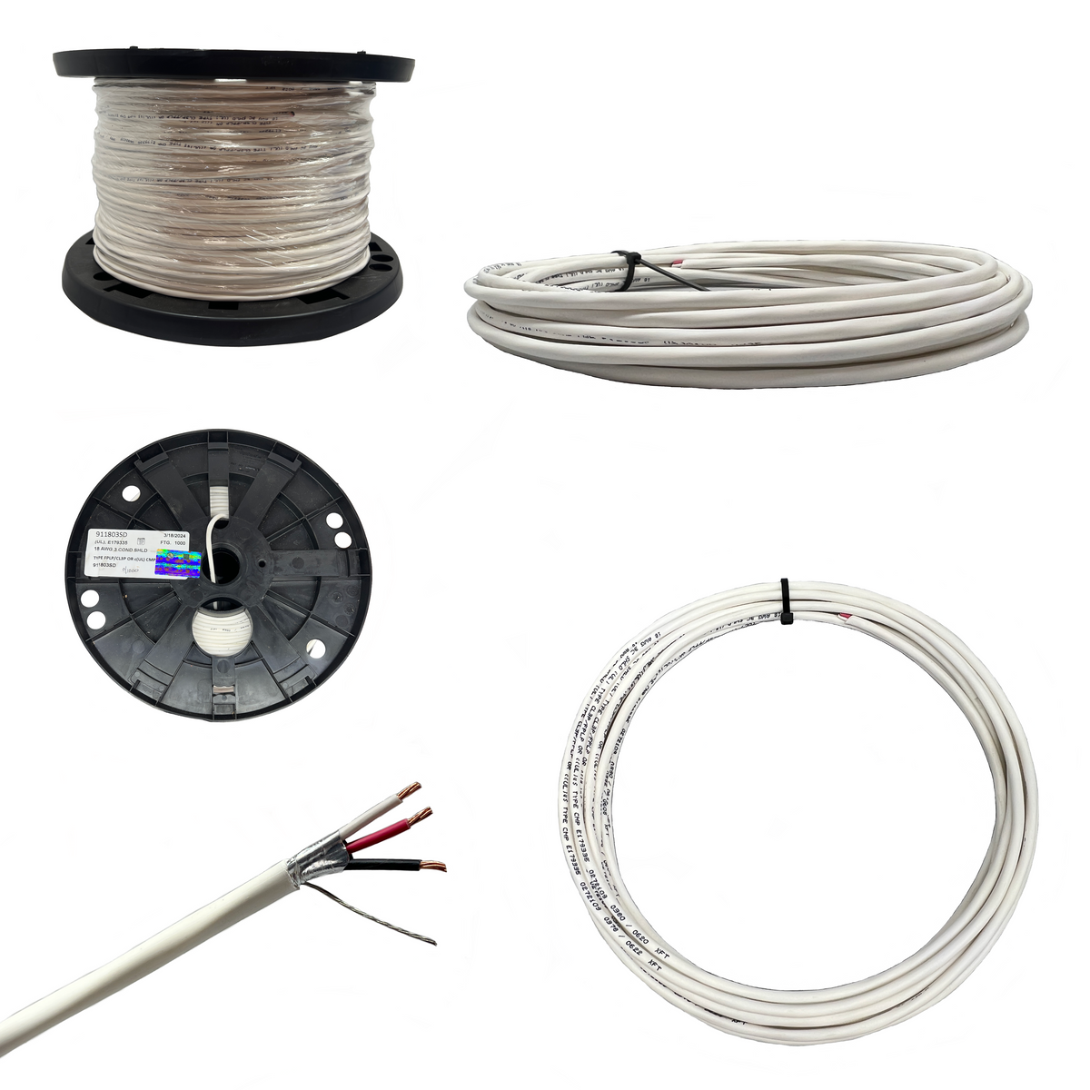 18 AWG 3 Leiter Stranded Shielded Plenum Weiß, Schall / Sicherheitsalarm