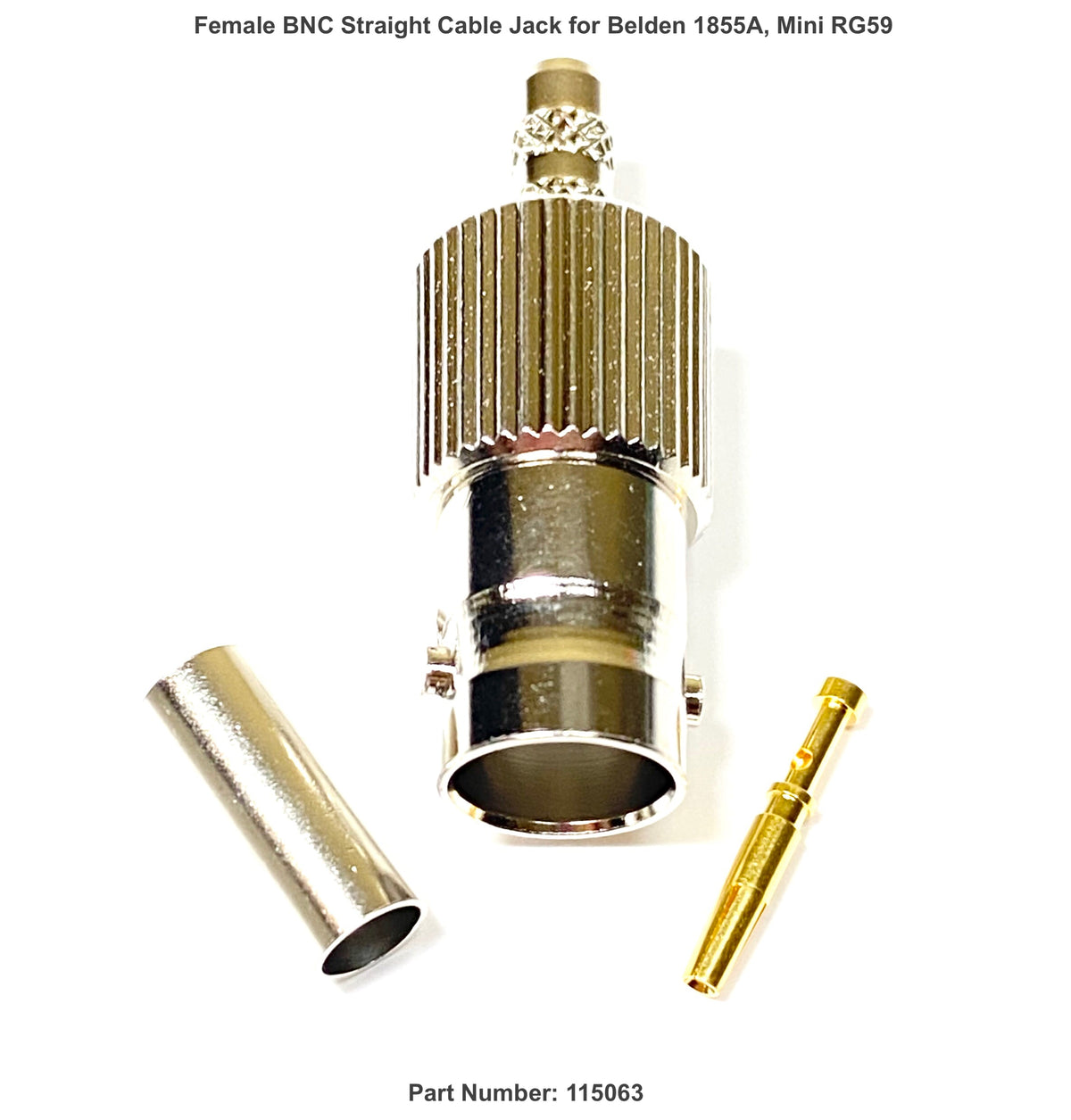 BNC Straight Crimp Jack für Belden 1855A, Mini RG59, 75 Ohm