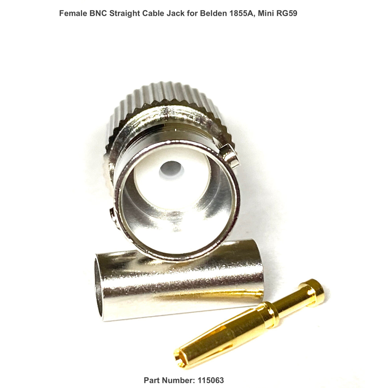 BNC Straight Crimp Jack für Belden 1855A, Mini RG59, 75 Ohm