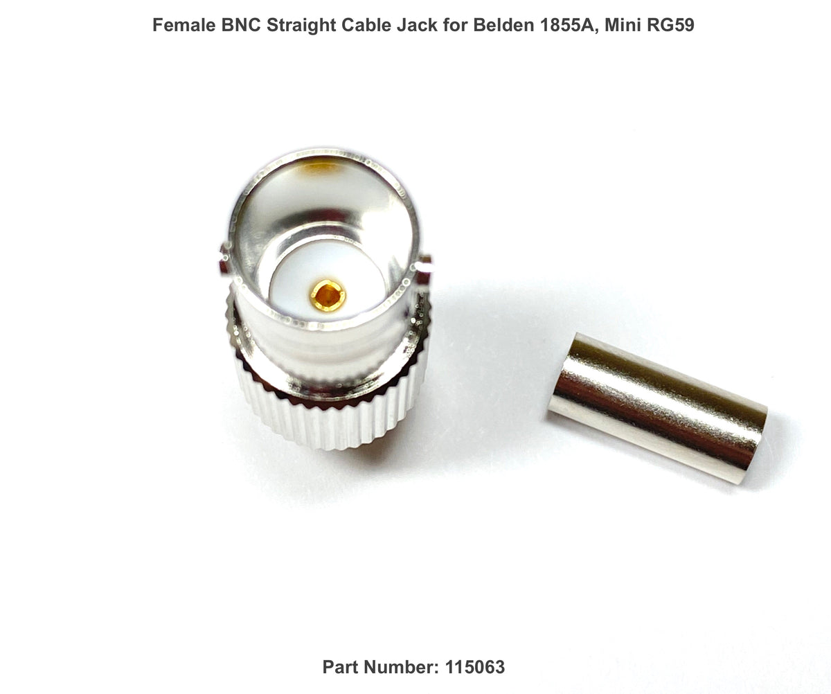 BNC Straight Crimp Jack für Belden 1855A, Mini RG59, 75 Ohm