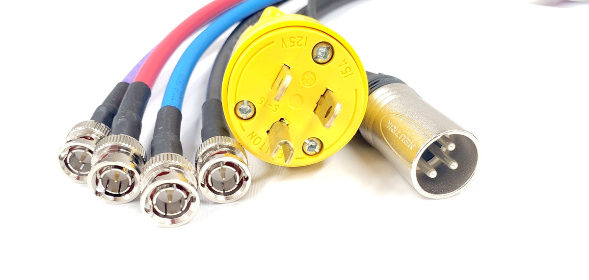 4 Channel BNC HD-SDI RG6 Belden 1694A, XLR Line Level und AC Power - Snake Cable