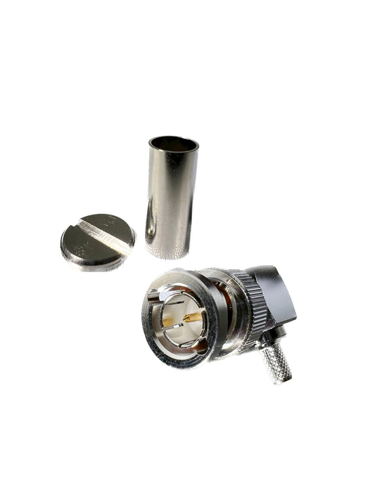 BNC Rechtswinkelstecker für Belden 4855R - 12 GHz - 75 Ohm