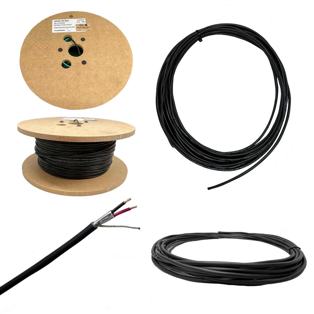 22 AWG 2 Conductor Stranded Shielded Plenum Cable (500ft, 1000ft)
