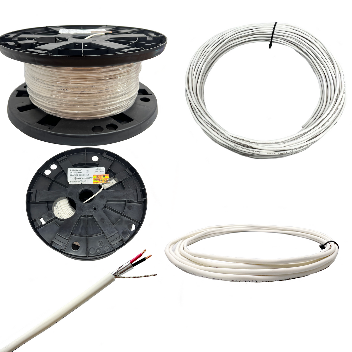 22 AWG 2 Conductor Stranded Shielded Plenum Cable (500ft, 1000ft)