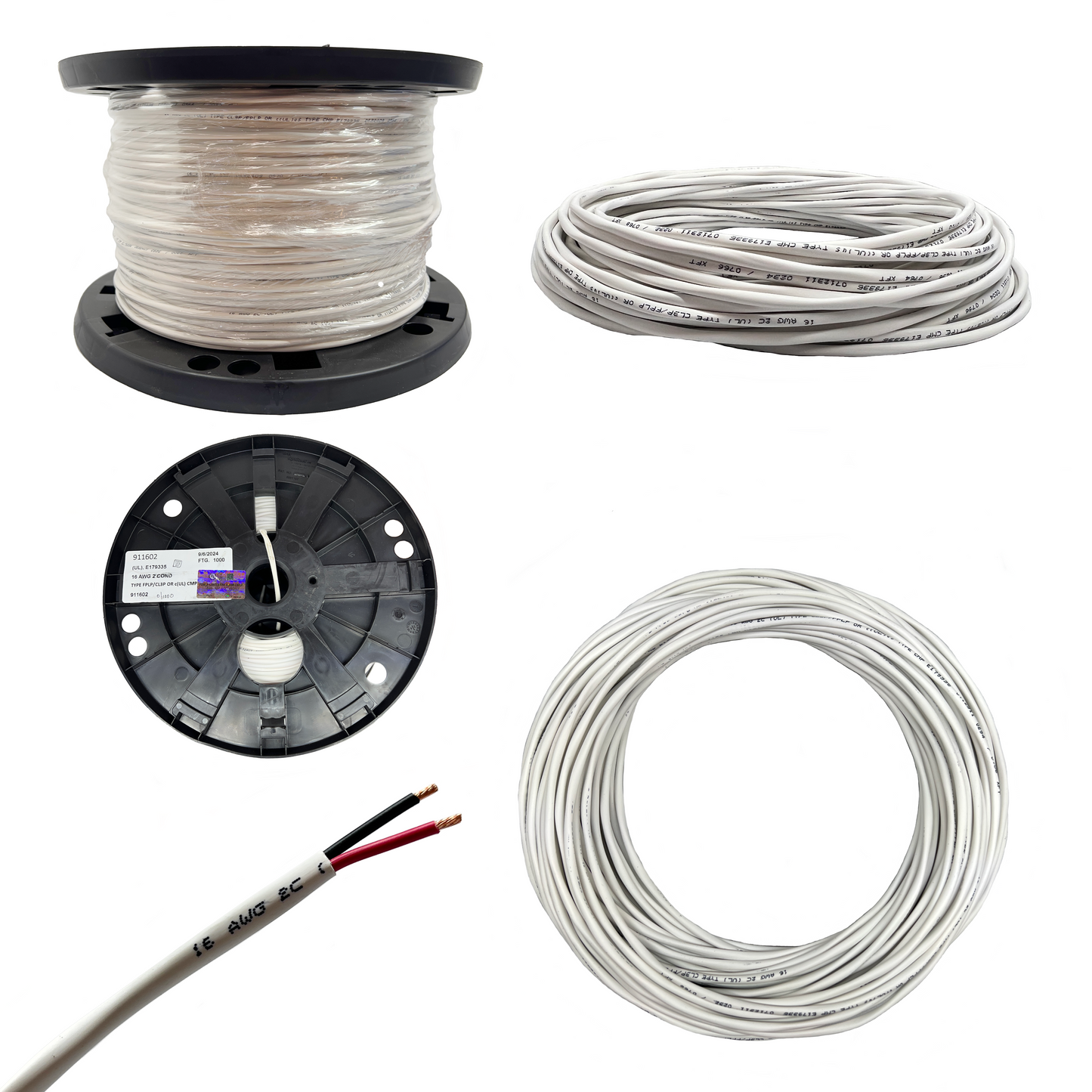 16 AWG 2 Conductor Plenum CMP Ungeschirmter Lautsprecher und LED-Beleuchtungskabel