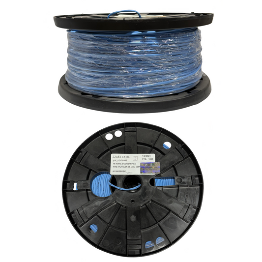 18 AWG 2 Leiter Stranded Shielded Blue Kabel 1000ft Spool