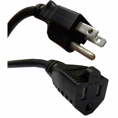 Outlet Saver Power Extension Cord 18 AWG (NEMA 5-15R bis NEMA 5-15P) 10 AMP