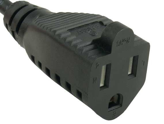 Outlet Saver Power Extension Cord 18 AWG (NEMA 5-15R bis NEMA 5-15P) 10 AMP