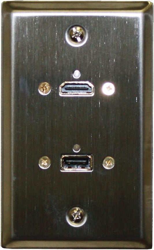 Edelstahl HDMI + USB 3.0 Feed Thru Wandplatte - Philmore 75-640