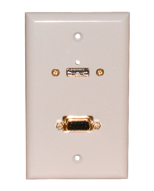Weiße Wandplatte mit HDMI und VGA Jack Philmore 75-601