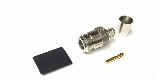 N Female Crimp Connector für LMR-400, RG-8U - Enthält Wärmeschrumpfung