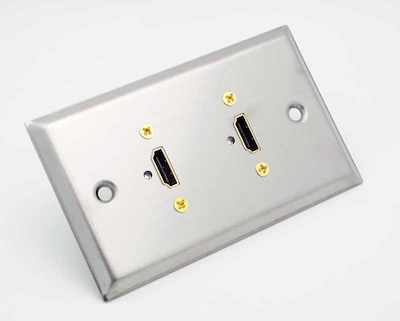 Edelstahl Dual HDMI weibliches Futter durch Wandplatte - Philmore 75-701