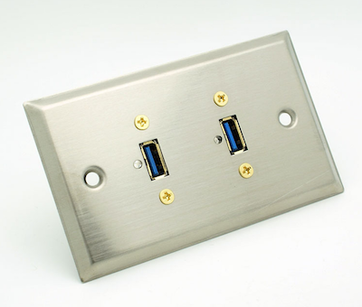Edelstahl Dual USB 3.0 Wandplatte Philmore 75-699