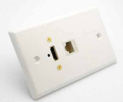 Weiße Wandplatte mit HDMI und Cat5e Jack Philmore 75-649