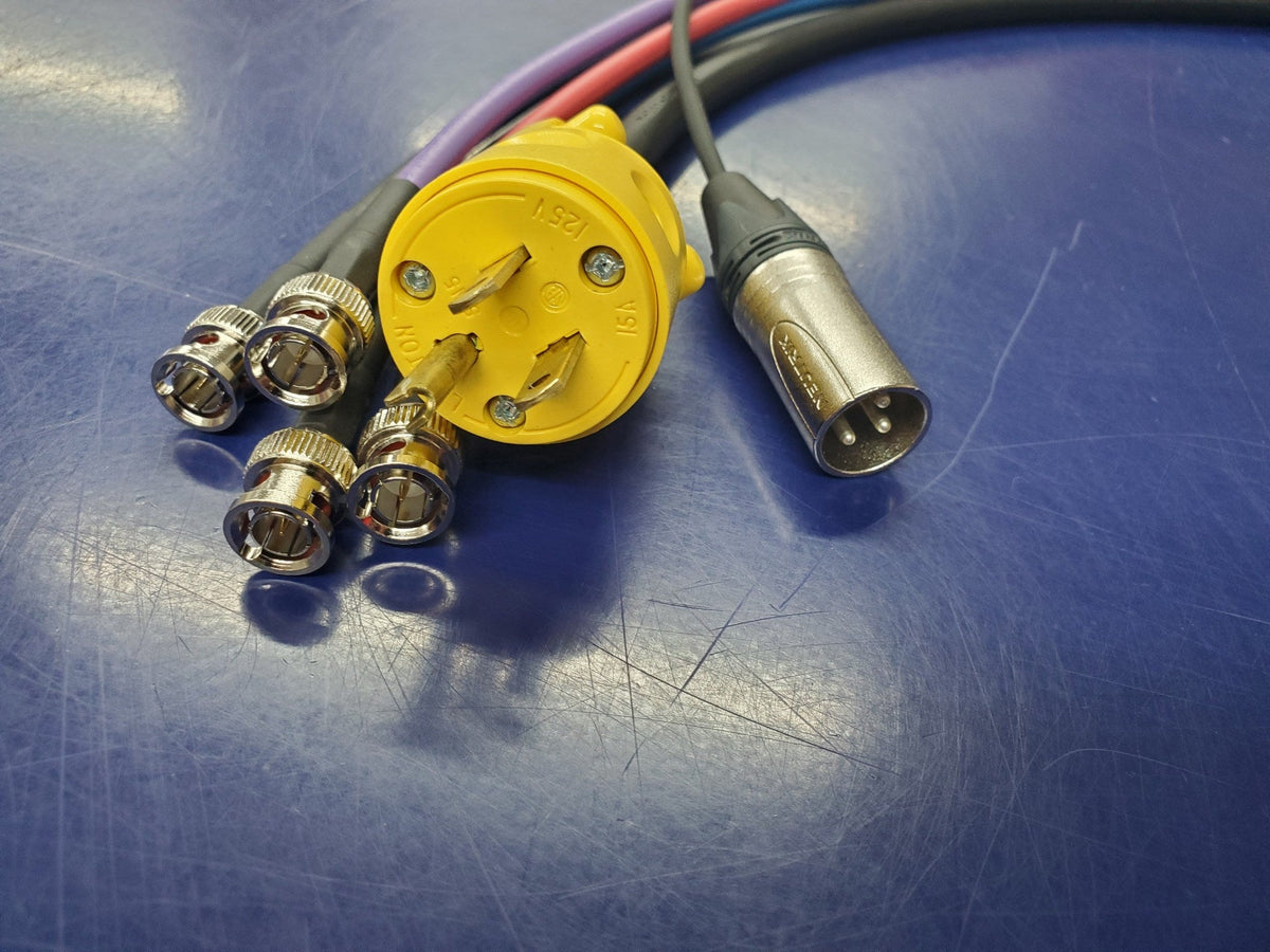 4 Channel BNC HD-SDI RG6 Belden 1694A, XLR Line Level und AC Power - Snake Cable